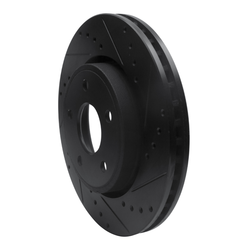 Jeep Commander Brake Rotor (1) - Front Right - R1 Concepts - Drilled & Slotted - Black - `05-`10